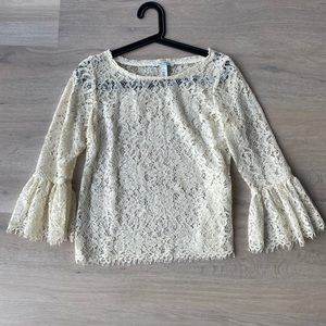 White House black market ivory lace top